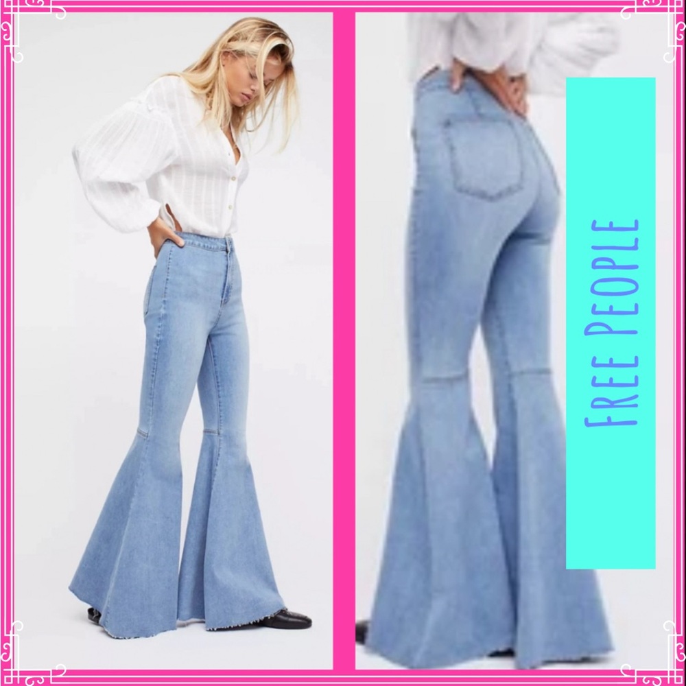 NWT Free People “Just Float On” Flare Jeans- color: “Bermondsey Blue” size 28